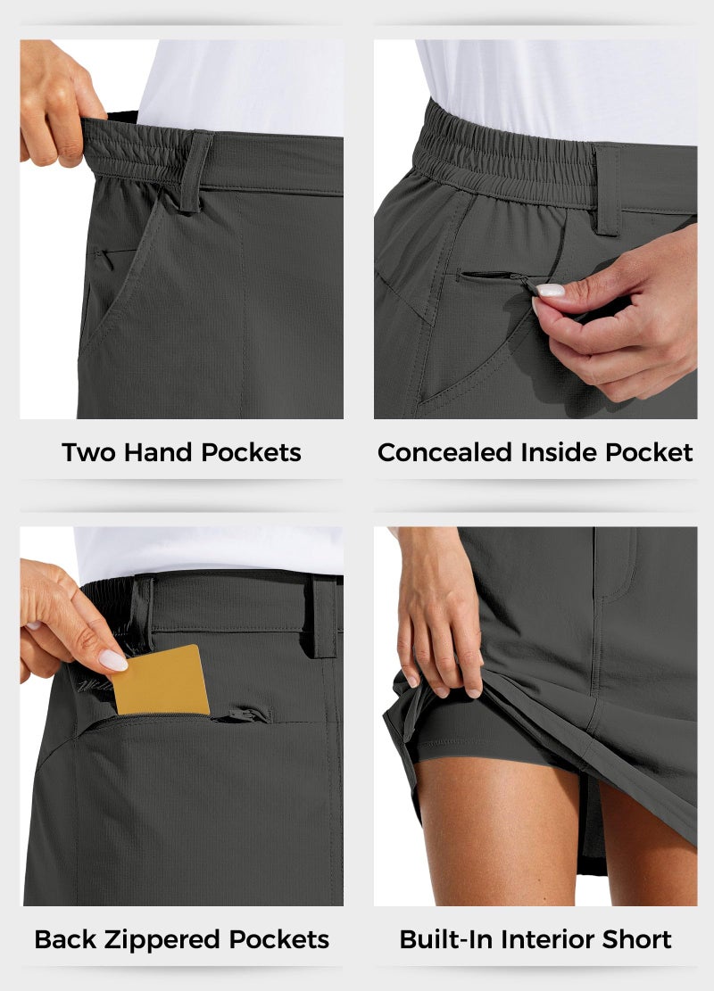 Willit Women's Skorts Golf Casual Skort Skirts UPF 50+ Quick Dry Zip Pockets Outdoor Hiking Deep Gray L - Image 5